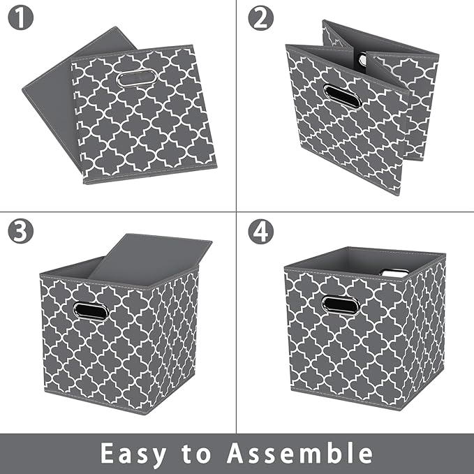Fabric storage bins Cubes, Fabric Cube Organizer with Handle, Foldable Cube Bins for Cloth or Accessary Storage, 11x11x11, Se