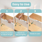 RAPTUROUS Adjustable Drawer Dividers, 8" Tall, Expandable 13.35-22", 4-Pack, Non-Slip for Deep Drawers in Kitchen, Bedroom, a