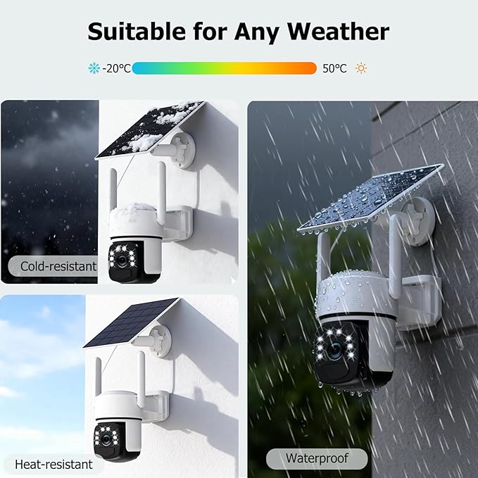 Solar Security Cameras Wireless Outdoor, 4 Cam-Kit, 4MP Home Security System with Color Night Vision, 2.4G & 5G WiFi, 360° Pa
