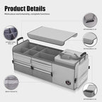 LIBZAKI Oversize 4 in 1 Car Trunk Storage Organizer, Multi Compartment Collapsible Trunk Storage Box with Cooler Bag for Car