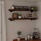 Industrial Pipe Wall Wood Shelves,Real Wooden Shelves 36" inch Long Walnut Color with 1.2 inches Thick Modern Floating Shevle