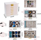 BOOVO Jewelry Boxes for Women, White and Black 6 Layer Large Jewelry Box for Necklace, Bracelet, Earrings, Rings Storage, Jew