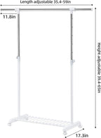LiaMeE Adjustable Clothing Rack for Hanging Clothes, Heavy Duty Garment Rack with Wheels，Free Standing Rolling Clothes Rack w