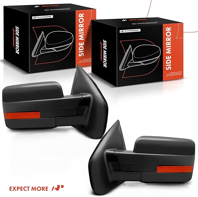 A-Premium Pair (2) Driver and Passenger Side Power Door Mirror - Compatible with Ford F-150 F150 2011 2012 2013 2014 - Heated