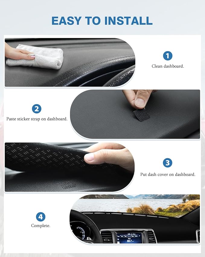 FIILINES Dash Cover for Jeep Grand Cherokee 2011-2021 (NOT for Jeep Cherokee & Grand Cherokee L), Dashboard Mat Cover Car Acc