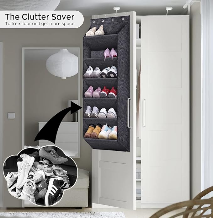 SLEEPING LAMB Shoe Rack for Door with Large Deep Pocket, Hanging Door Shoe Organizer for Closet Hanger, Dorm and Narrow Sneak