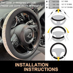 PINCTROT Chenille Leather Steering Wheel Cover, Soft Mottled Colors, Sweat-Proof, Non-Slip Grip, All-Season Comfort, Universa