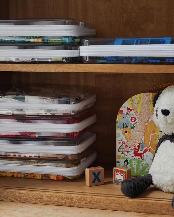 6PCS Clear Zipper Pouches, Small Christmas Item Storage Bins, Zippered Hard Pouch Double, Portable Makeup and Cosmetic Bag, K