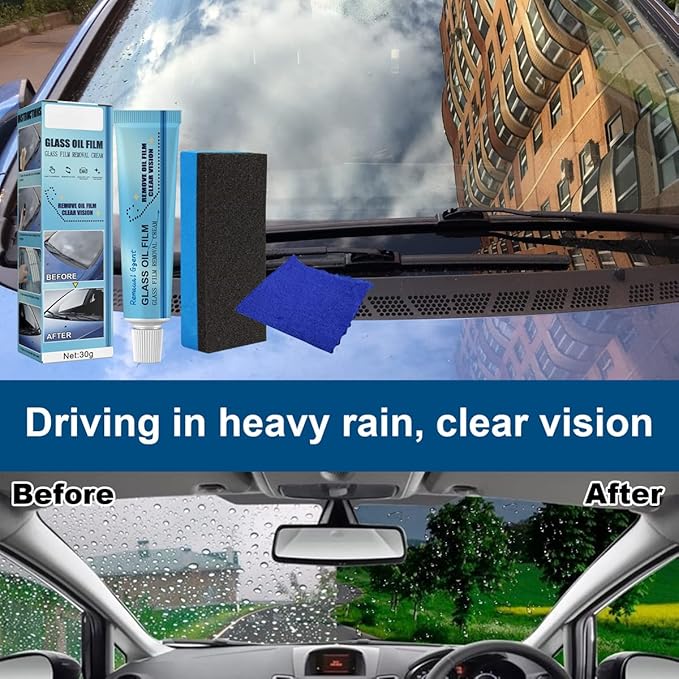 Glashiny - Glass Oil Film Removal Cream,Car Glass Oil Film Cleaner,Glass Oil Film Remover,Glashiny Glass Cleaner for Car (3PC