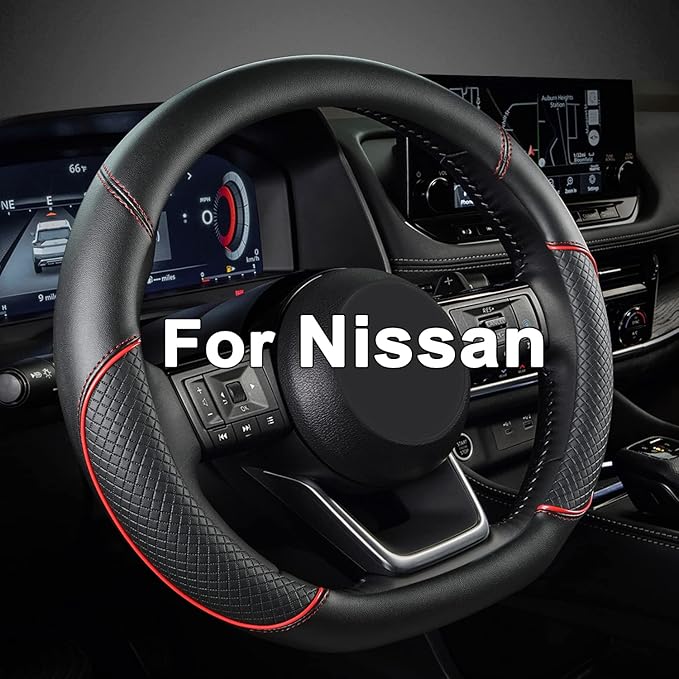 GIANT PANDA D Shape Steering Wheel Cover for Nissan Rogue Kicks - Auto Car Steering Wheel Cover Customized for Nissan Altima 