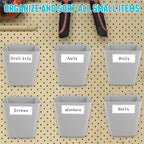 G.CORE Large Pegboard Cups Peg Board Storage Bin 6 Pack with Hooks, Square Box Shape Pegboard Cup Holder Accessories for Gara