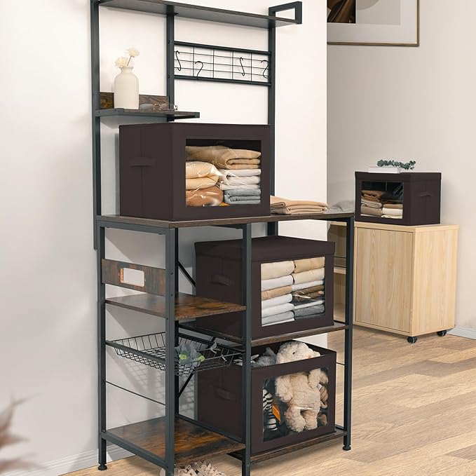 Homsorout Stackable Storage Bins with Lids - Large Storage Box with Lids, Foldable Closet Boxes for Organizing, Wardrobe Clot