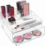 iDesign Clarity BPA-Free Plastic Organizer Drawer with Divided Tray, 6.97" x 6.5" x 3.94", Clear