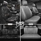 CAR PASS Bling Diamond Gray Leather Car Seat Covers Full Sets Interior Sets, Waterproof Shining Glitter Sparkly Crystal Unive