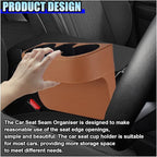 Car Cup Holder, PU Leather Auto Front Console Gap Filler Organizer, Multifunctional Cup Drink Holder, Car Seat Gap Filler Storage Box, Coin Bucket, Cell Mobile Phone Holder (Brown)
