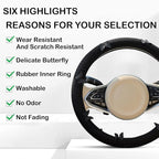 Butterfly Embroidery Steering Wheel Cover, Cute Mesh Fabric Steering Wheel Cover for Women, 14.5-15 Inch Non-Slip Breathable 