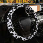 Cow Print Steering Wheel Cover with Silicone Inner Ring, Non-Toxic, Odorless Silicone Leather with Non-Fading Cow Pattern for