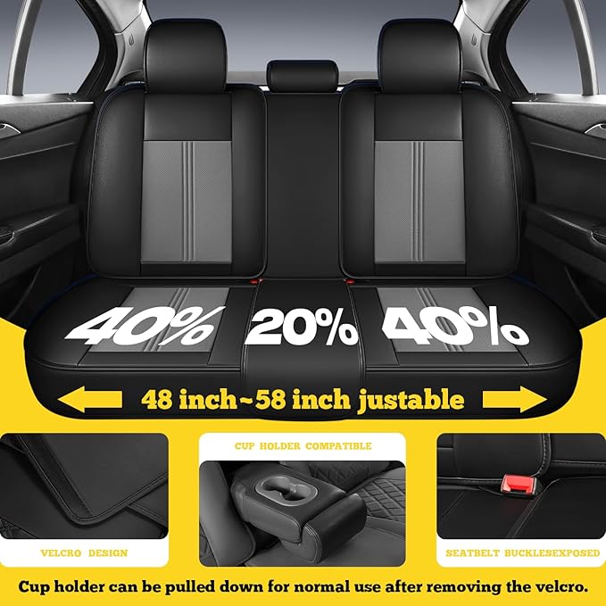 LINGVIDO Car Seat Covers Full Set (5 Seats) - Premium Perforated Nappa Leather, Waterproof Shield, Omni-Adapt Fit SUVs Sedans