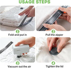 Mapambo Vacuum Storage Bags with -60000Pa USB Pump, 9 Pack Vacuum Seal Bags for Clothing Travel in 3 Sizes, Travel Vacuum Bag