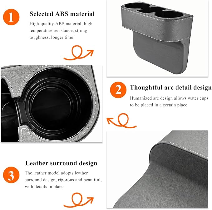 DXNQ Car Cup Holder Gap Filler Organizer, Multifunctional Auto Front Console Gap Filler with Cup Holder, Leather Extra Cup Ho