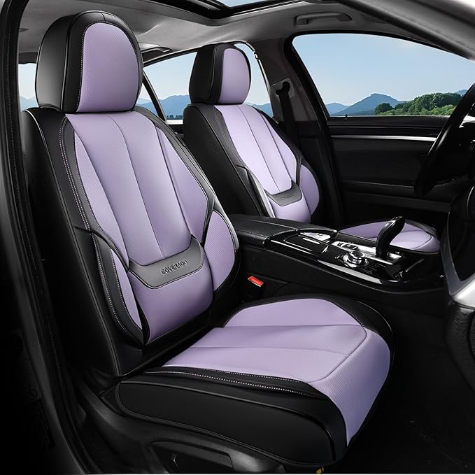 Coverado Seat Covers, Car Seat Covers Full Set, Leather Seat Covers for Cars, Car Seat Protector, Black Car Seat Covers Front