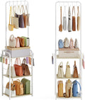 Hayexiha Tall Purse Organizer for Women with Purse Hanger, Floor-Standing Purse Rack Stand for Purse Storage, Narrow & High-C