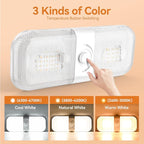 RV Lights Interior 1700LM，3 Color 12V Volt Led Light, Super Bright 120 LEDs Dome Light Fixture for RV Accessories/Camper/Car/Trailer/Boat (Crystal Finish/(Cold +Warm+Natural Light) 4PCS)