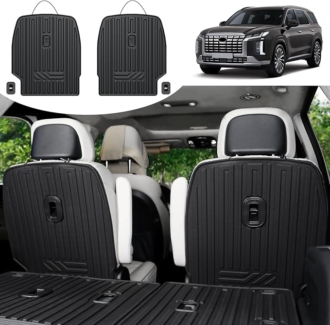 Second Row Backrest Mats for 2020-2025 Hyundai Palisade, All Weather TPE Seat Back Covers Kick Mats for Hyundai Palisade Accessories-7 Passenger Only