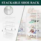 Smiry Shoe Rack, 2 Tier Small Bamboo Shoe Organizer, Stackable Free Standing Wooden Shoe Storage Shelf for Closet, Entryway, 