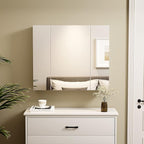 DICTAC Medicine Cabinet with Mirror & Storage - 27.6x23.6in Wall Mounted Cabinet with 3 Doors & Adjustable Shelves for Bathro