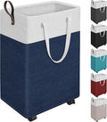 HomeHacks 90L Rolling Laundry Hamper with 4 Smooth Wheels, Collapsible Waterproof Clothes Basket, Freestanding Tall Hamper wi