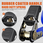 Ratchet Tie Down Straps, 2340lb Break Strength, 4pc 1inch x 16FT Ratchet Strap Set with Padded Handles & Coated S Hook W/Safety Clip, Cargo Strap Tie-Down for Motorcycle, Truck (Blue)