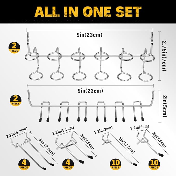 ELEAD 297 Piece Pegboard Hooks Kit, Peg Board Organizer Accessories with Bins for Organizing Various Tools, Fit 1/8 or 1/4 in