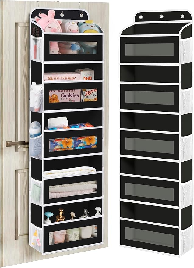 KYEVIS Over The Door Organizer, 5 Shelves Closet Door Hanging Organizer with 10 Mesh Pockets, Nursery Closet Organizer, Baby 