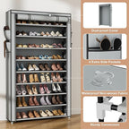 VILICK Shoe Rack with Cover Narrow Shoe Organizer with Pockets 10 Tier Tall Shoe Storage Holds 36-41 Pairs Shoes and Boots Sh