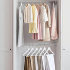 Hanging Closet Rod, 17-28In Width and Up to 32In Height Closet Extender, Double Hanging Bar with Powder-Coated Metal Pole and