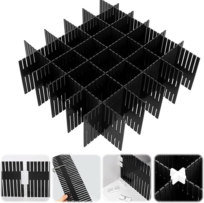 Blosssound 15 Pcs 5.12 Tall Drawer Divider Adjustable Drawer Organizer DIY Ultra Deep Storage Organizer Separator with Fixed 