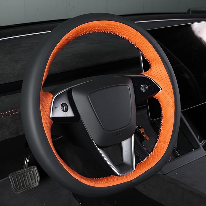 MEWANT DIY Stitching 3D Style Steering Wheel Cover Wrap for Tesla Model 3 Highland 2023-2025/Model Y 2025 Highland for Tesla Model 3/Model Y Accessories(3D Style)