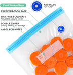 Sous Vide Bags 31 Pcs (24 Pcs Vacuum Zipper Bags & 2 Seal Clips & 5 Air Valves),Reusable BPA Free Vacuum Sealer Bags Vacuum F