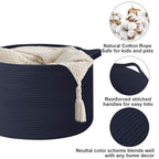 90L Large Blanket Basket,21.7"L x 21.7"W x 13.8"H Rope Woven Baskets with Handles, Toys Storage Bins,Laundry Basket Perfect f