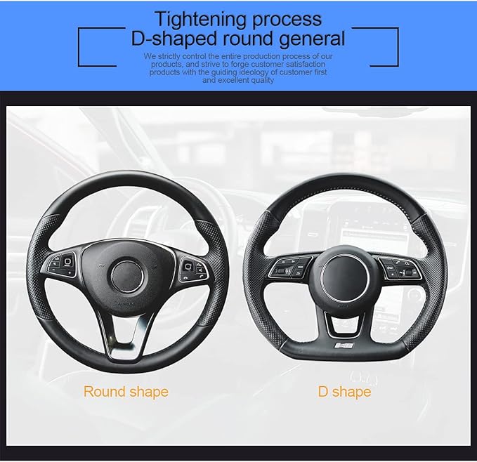 Leather Steering Wheel Cover, Auto Car Stretch Steering Wheel Protector, Universal 15 Inch Anti-Slip Breathable Odorless Stee