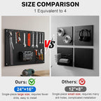 Peg Board, 4 Pack Metal Pegboard Panels Black Pegboards Wall Organizer with Frame Large Heavy Duty Peg Board with Hooks for W
