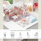 STORi SimpleSort 6-Piece Stackable Clear Drawer Organizer Set | 6" x 6" x 2" Square Trays | Small Makeup Vanity Storage Bins 