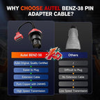 Autel Original BENZ-38 PIN Adapter, 38 Pin Male to 16 Pin Female OBDII Connector Compatible with Mercedes-Benz Pre-2001, Work
