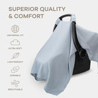 Comfy Cubs Baby Car Seat Cover - Soft, Breathable Bamboo Rayon and Muslin Cotton Blend - Lightweight Canopy for Sun, Bug, and
