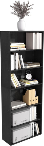 Wooden 6 Tier Book Shelf, 6 Cube Storage Organizer,6 Tier Low Bookcase Storage Display Organizer, 64 Inch Versatile Cubes She