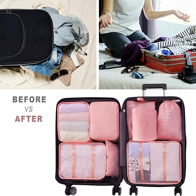 Packing Cubes, 8 Pcs Travel Packing Organizers for Suitcases, Large Capacity Travel Luggage Organizers Set includes 8 Storage