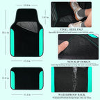 CAR PASS Faux Leather Steering Wheel Cover and Waterproof Car Floor Mats,Universal Car Combo Fit for 95% Sedan,SUV,Cars,14.5-15inch Sporty Anti-Slip Safety Comfortable Design(Black＆Mint)