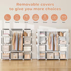 VTRIN Portable Closet Wardrobe for Hanging Clothes 57.3 Inch Large Capacity Clothes Rack with Cover, 10 Storage Organizer She