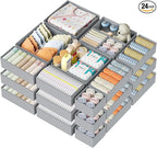 DIMJ Drawer Organizer Clothes Storage - 24 Pack Baby Dresser Organizer for Nursery, Small Fabric Closet Drawer Organizer Bins